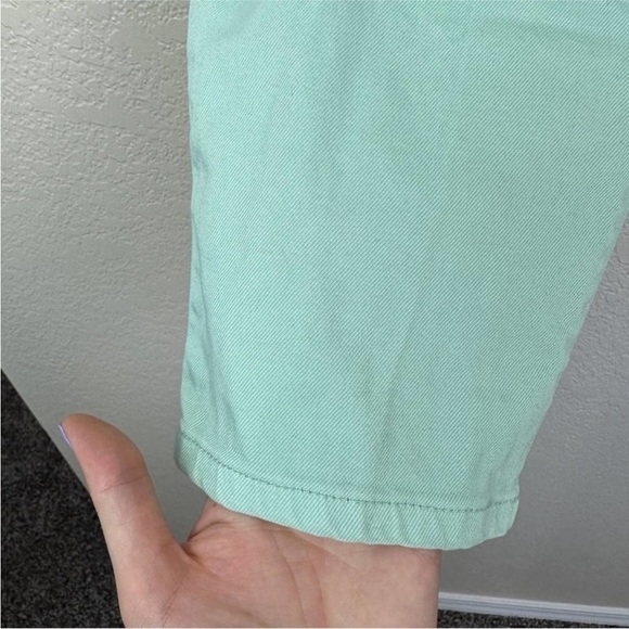 Tory Burch Alexa Cropped Jean Mint Green Goldtone Logo Buttons Size 29 - Picture 4 of 13